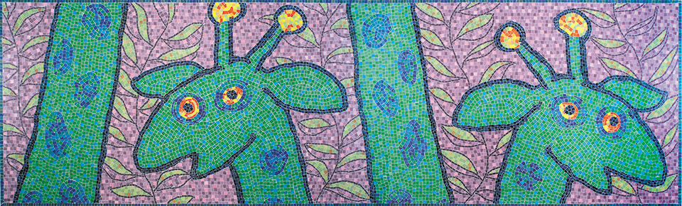 Celia Berry mosaic Herman Giraffe Mural
