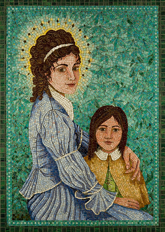 Celia Berry mosaic Saint Elizabeth Ann Seton With A Child